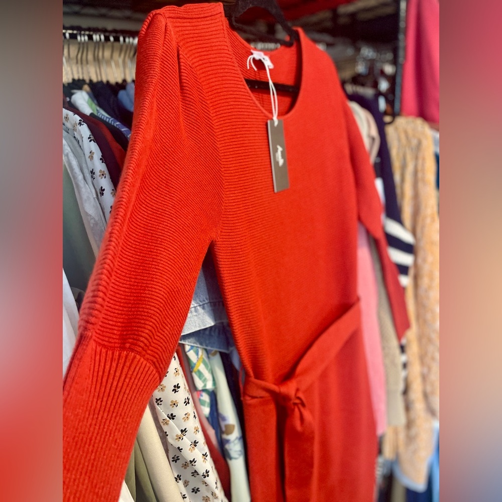 Tall Puff Sleeve Sweater Dress | Brand NWT | Amalli Talli | Medium | Wrap Waist - Picture 5 of 11